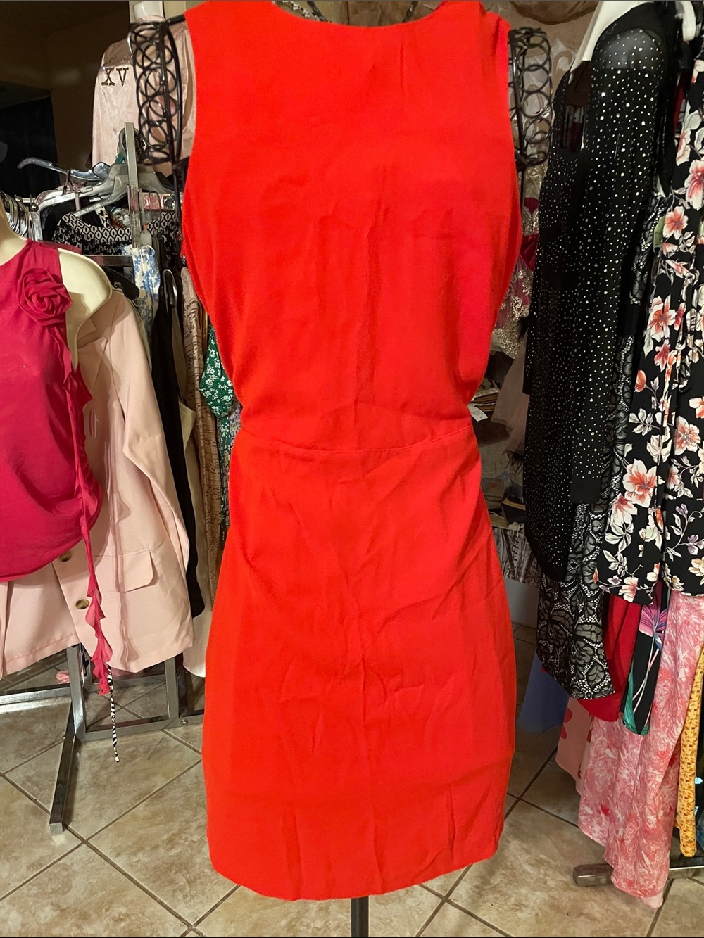 H&M Vibrant Red Sleeveless Midi Dress